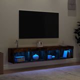 Mobili Porta TV con Luci LED 2 pz Rovere Fumo 80x30x30 cm