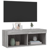 Mobile Porta TV con Luci LED Grigio Sonoma 80x30x30 cm