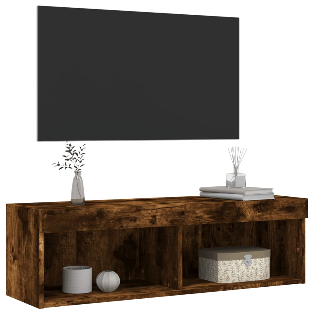 Mobile Porta TV con Luci LED Rovere Fumo 100x30x30 cm