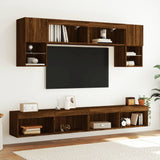 Mobile Porta TV con Luci LED Rovere Marrone 100x30x30 cm