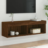 Mobile Porta TV con Luci LED Rovere Marrone 100x30x30 cm