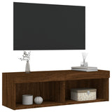 Mobile Porta TV con Luci LED Rovere Marrone 100x30x30 cm