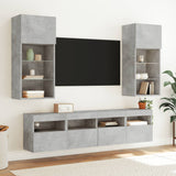 Mobile TV a Parete con Luci LED Grigio Cemento 40x30x40 cm