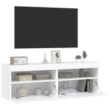 Mobili TV a Parete con Luci LED 2pz Bianchi 60x30x40 cm