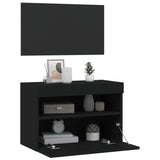 Mobile TV a Parete con Luci LED Nero 60x30x40 cm