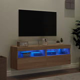 Mobili TV a Parete con Luci LED 2pz Rovere Sonoma 60x30x40 cm