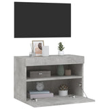 Mobile TV a Parete con Luci LED Grigio Cemento 60x30x40 cm