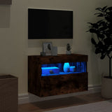 Mobile TV a Parete con Luci LED Rovere Fumo 60x30x40 cm