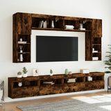 Mobile TV a Parete con Luci LED Rovere Fumo 60x30x40 cm