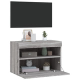 Mobile TV a Parete con Luci LED Grigio Sonoma 60x30x40 cm