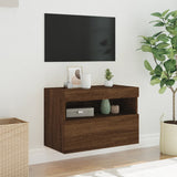 Mobile TV a Parete con Luci LED Rovere Marrone 60x30x40 cm