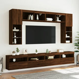 Mobili TV a Parete con Luci LED 2pz Rovere Marrone 60x30x40 cm