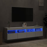 Mobili TV a Parete con Luci LED 2pz Bianchi 80x30x40 cm