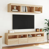 Mobile TV a Parete con Luci LED Rovere Sonoma 80x30x40 cm