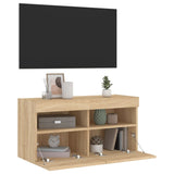 Mobile TV a Parete con Luci LED Rovere Sonoma 80x30x40 cm