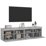 Mobili TV a Parete con Luci LED 2pz Grigio Cemento 80x30x40cm