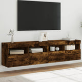 Mobili TV a Parete con Luci LED 2pz Rovere Fumo 80x30x40 cm