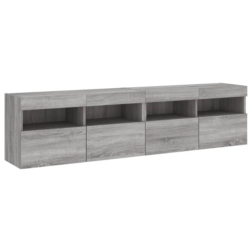 Mobili TV a Parete con Luci LED 2pz Grigio Sonoma 80x30x40 cm