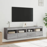 Mobili TV a Parete con Luci LED 2pz Grigio Sonoma 80x30x40 cm