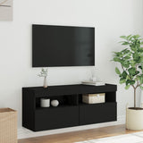 Mobile TV a Parete con Luci LED Nero 100x30x40 cm