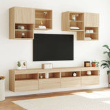 Mobile TV a Parete con Luci LED Rovere Sonoma 100x30x40 cm