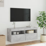 Mobile TV a Parete con Luci LED Grigio Cemento 100x30x40 cm