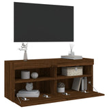 Mobile TV a Parete con Luci LED Rovere Marrone 100x30x40 cm