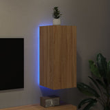 Mobile TV a Parete con Luci LED Rovere Sonoma 30,5x35x70 cm