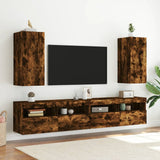 Mobili TV a Parete con Luci LED 2pz Rovere Fumo 30,5x35x70 cm