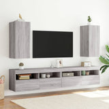 Mobile TV a Parete con Luci LED Grigio Sonoma 30,5x35x70 cm