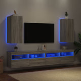 Mobili TV a Parete con Luci LED 2pz Grigio Sonoma 30,5x35x70 cm