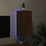 Mobile TV a Parete con Luci LED Rovere Marrone 30,5x35x70 cm