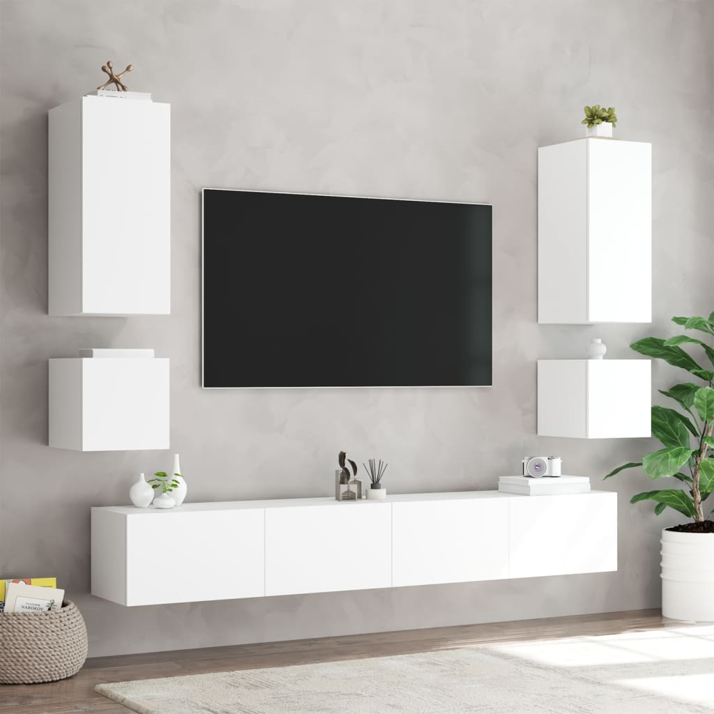 Mobile TV a Parete con Luci LED Bianco 40,5x35x40 cm