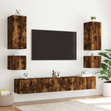 Mobile TV a Parete con Luci LED Rovere Fumo 40,5x35x40 cm