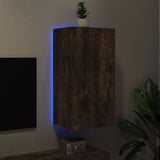 Mobile TV a Parete con Luci LED Rovere Fumo 40,5x35x80 cm