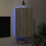 Mobile TV a Parete con Luci LED Grigio Sonoma 40,5x35x80 cm