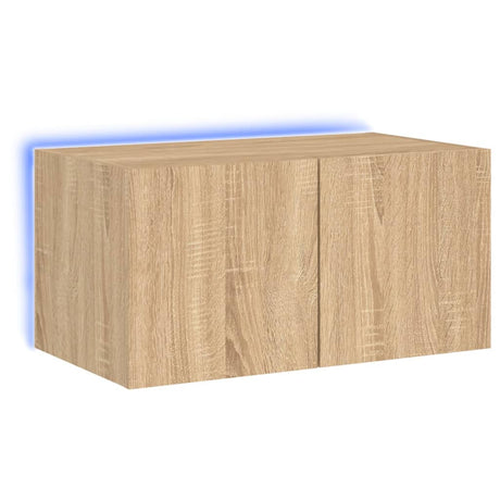 Mobile TV a Parete con Luci LED Rovere Sonoma 60x35x31 cm