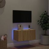 Mobile TV a Parete con Luci LED Rovere Sonoma 60x35x31 cm