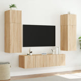 Mobile TV a Parete con Luci LED Rovere Sonoma 60x35x31 cm