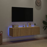 Mobili TV a Parete con Luci LED 2pz Rovere Sonoma 60x35x31 cm