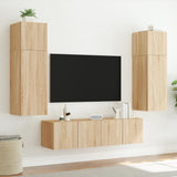 Mobili TV a Parete con Luci LED 2pz Rovere Sonoma 60x35x31 cm