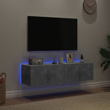 Mobili TV a Parete con Luci LED 2pz Grigio Cemento 60x35x31 cm