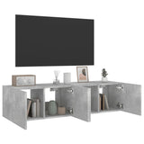 Mobili TV a Parete con Luci LED 2pz Grigio Cemento 60x35x31 cm