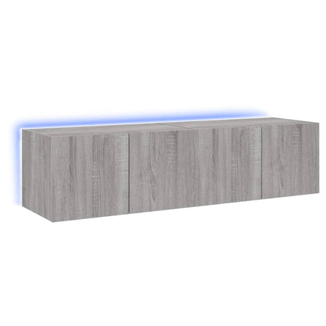 Mobili TV a Parete con Luci LED 2pz Grigio Sonoma 60x35x31 cm