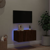 Mobile TV a Parete con Luci LED Rovere Marrone 60x35x31 cm