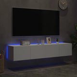 Mobili TV a Parete con Luci LED 2pz Bianchi 80x35x31 cm