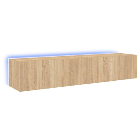 Mobili TV a Parete con Luci LED 2pz Rovere Sonoma 80x35x31 cm