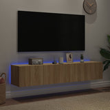 Mobili TV a Parete con Luci LED 2pz Rovere Sonoma 80x35x31 cm