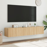 Mobili TV a Parete con Luci LED 2pz Rovere Sonoma 80x35x31 cm