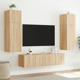 Mobili TV a Parete con Luci LED 2pz Rovere Sonoma 80x35x31 cm